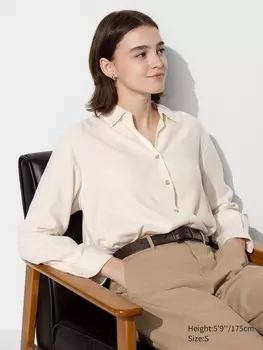 Мягкая фланелевая шкиперская рубашка Uniqlo, белый