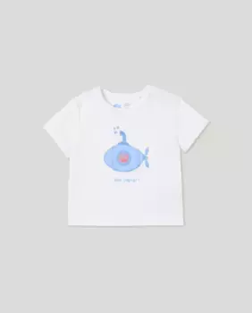 Мягкая футболка для мальчика с принтом Baby El Corte Ingls, белый