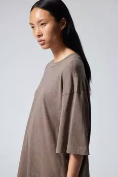 Мягкая футболка оверсайз Weekday, коричневый