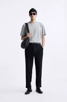 Мягкая футболка стандартного кроя ZARA, серый мергель