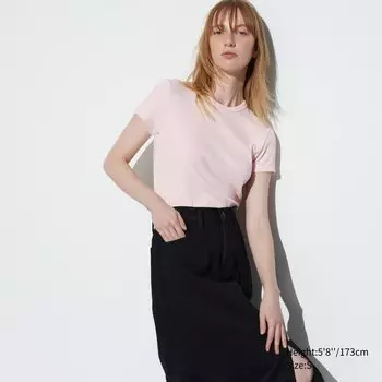 Мягкая футболка в ребрику UNIQLO, розовый