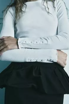 Мягкая футболка в рубчик ZARA, белый