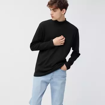 Мягкая хлопковая футболка с воротником -стойкой GU, черный