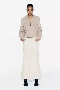 Мягкая короткая куртка ZARA, бежевый