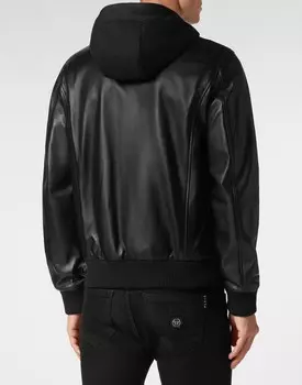 Мягкая кожаная куртка приталенного кроя Iconic Plein Philipp Plein, черный