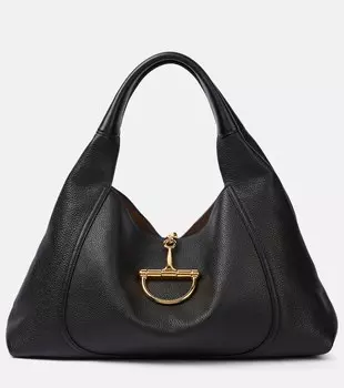Мягкая кожаная сумка через плечо Maxi Gucci, черный