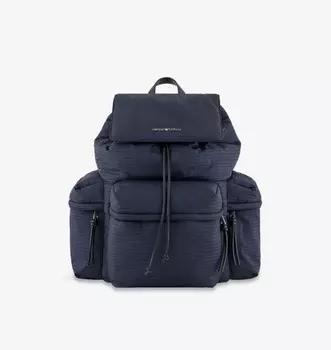 Мягкая кожаная сумка с тисненым логотипом Emporio Armani, цвет testa moro
