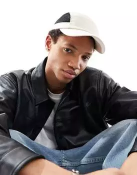 Мягкая кремовая пятипанельная кепка с сетчатыми вставками ASOS DESIGN