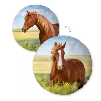 Мягкая круглая подушка Horse Soft Velboa Herding