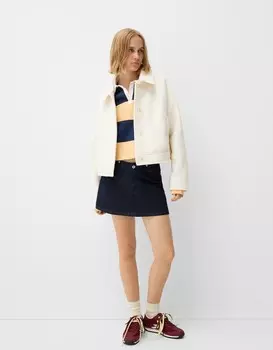 Мягкая куртка Bershka, бежевый