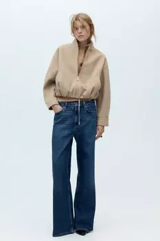 Мягкая куртка-бомбер ZARA, бежевый
