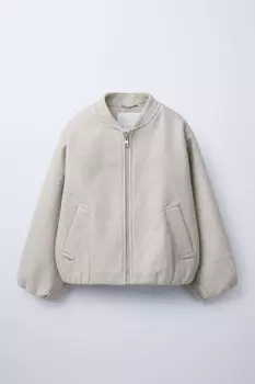 Мягкая куртка-бомбер ZARA, песочный