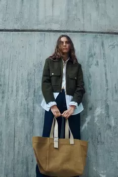 Мягкая куртка на молнии ZARA, хаки