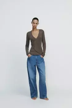 Мягкая куртка-обертка ZARA, цвет brown vigore