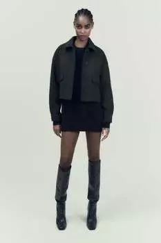 Мягкая куртка с карманами ZARA, бутылка зеленая