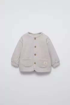 Мягкая куртка с карманами ZARA, песочный/мергель