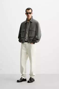 Мягкая куртка с карманами ZARA, серый