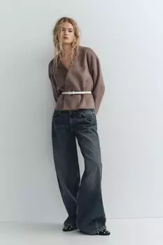 Мягкая куртка с поясом ZARA, цвет Light tan