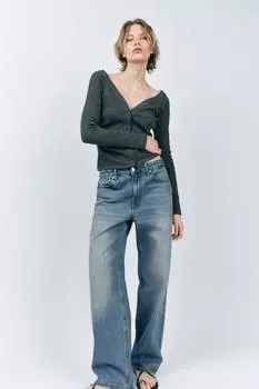 Мягкая куртка в рубчик ZARA, серый мергель