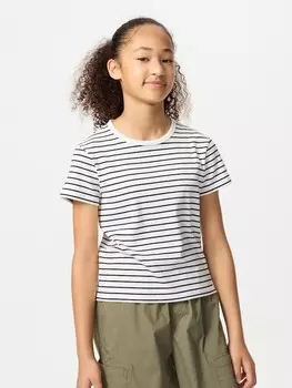 Мягкая мини-футболка в рубчик girls Uniqlo, цвет 01 белый