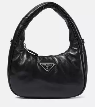 Мягкая мини-сумка тоут из кожи Prada, черный