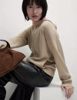 Мягкая на ощупь двухцветная толстовка с капюшоном Slim Fit Marks & Spencer, цвет Cappuccino