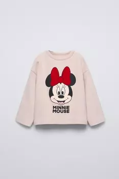 Мягкая на ощупь флокированная футболка disney ZARA, бежевый