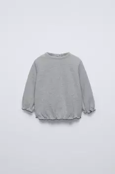 Мягкая на ощупь футболка с детали в виде салата ZARA, серый мергель