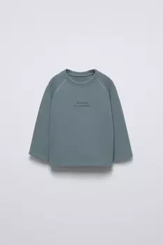 Мягкая на ощупь футболка с принтом ZARA, синий/серый