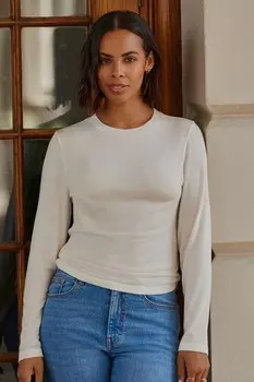 Мягкая на ощупь футболка TENCEL с длинными рукавами и круглым вырезом Next