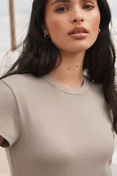 Мягкая на ощупь футболка TENCEL в рубчик с короткими рукавами Next, серый