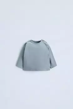 Мягкая на ощупь футболка ZARA, синий/серый