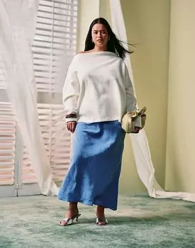 Мягкая на ощупь косая макси-юбка синего цвета ASOS
