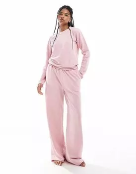 Мягкая на ощупь пижамная комплектация с длинными рукавами нежно-розового цвета Threadbare