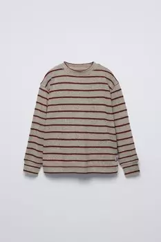 Мягкая на ощупь полосатая футболка ZARA, серый