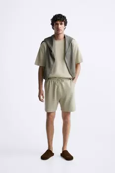Мягкая на ощупь рубчатая футболка ZARA, цвет light sand