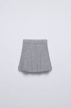 Мягкая на ощупь трикотажная юбка в рубчик ZARA, средне-серый