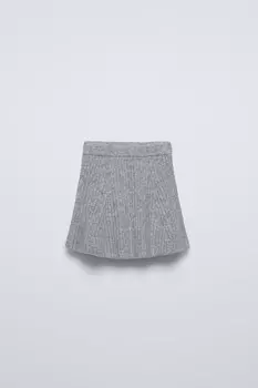 Мягкая на ощупь трикотажная юбка в рубчик ZARA, средне-серый