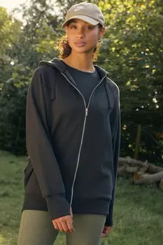 Мягкая на ощупь удлиненная толстовка с капюшоном на молнии Active Next, черный