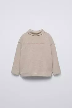 Мягкая на ощупь вышитая футболка ZARA, песочный/мергель