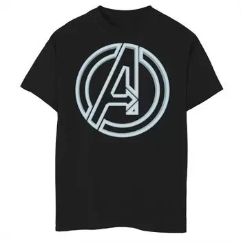 Мягкая неоновая футболка с логотипом Marvel Avengers для мальчиков 8–20 лет Marvel, черный