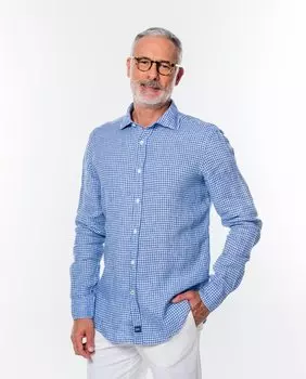 Мягкая облегающая мужская рубашка в белую клетку Wickett Jones, белый