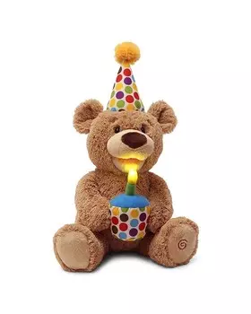 Мягкая плюшевая мягкая игрушка Gund Happy Birthday, поющий медвежонок с подсветкой, 10 дюймов, от 3 лет, коричневый