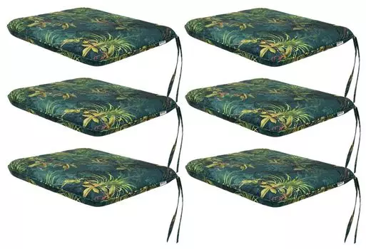 Мягкая подушка на стул для гостиной, кухни, столовой, толстая подушка для садового стула, подушка для сиденья для домашнего и наружного использования — набор из 6 штук 50x43 см — односторонние — разноцветные листья Sales Core