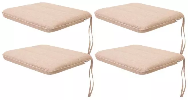 Мягкая подушка на стул для гостиной, кухни, столовой, толстая подушка для садового стула, подушка для сиденья для дома и на открытом воздухе — набор из 4 штук размером 50x43 см — двусторонние — белые цветы Sales Core, бежевый