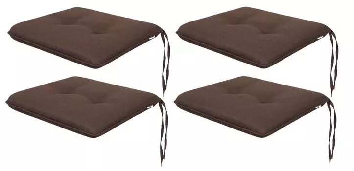 Мягкая подушка на стул для гостиной, кухни, столовой, толстая подушка для садового стула, подушка для сиденья для дома и на открытом воздухе — набор из 4 штук 50x43 см — двусторонний — графит Sales Core, коричневый