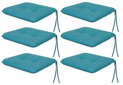Мягкая подушка на стул для гостиной, кухни, столовой, толстая подушка для садового стула, подушка для сиденья для домашнего и наружного использования — набор из 6 штук 50x43 см — двусторонний — синий лист Sales Core