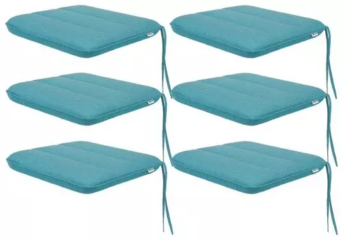Мягкая подушка на стул для гостиной, кухни, столовой, толстая подушка для садового стула, подушка для сиденья для домашнего и наружного использования — набор из 6 штук 50x43 см — односторонний — черный Sales Core, синий