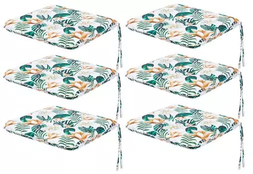 Мягкая подушка на стул для гостиной, кухни, столовой, толстая подушка для садового стула, подушка для сиденья для дома и на открытом воздухе — набор из 6 штук 50x43 см — двусторонний — бежевый Sales Core