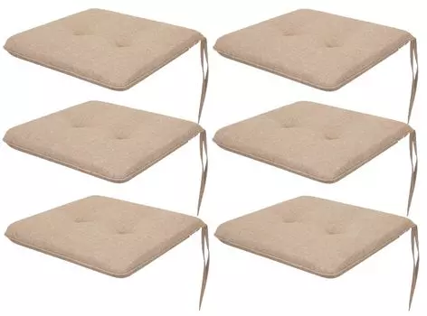 Мягкая подушка на стул для гостиной, кухни, столовой, толстая подушка для садового стула, подушка для сиденья для дома и на открытом воздухе — набор из 6 штук 50x43 см — двусторонний — коричневый Sales Core, бежевый